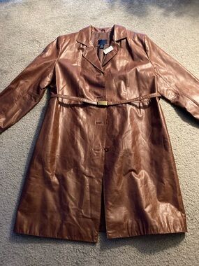 Woman’s leather coat and pants size 14